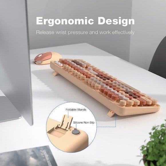 Wireless Keyboard and Mouse Combo 104 Keys Full-Sized 2.4 GHz Colorful Keyboard - Picture 3 of 15